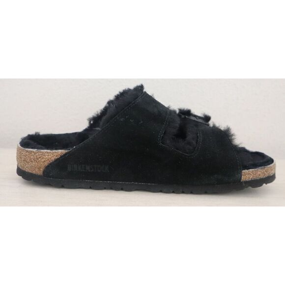 Birkenstock EUR 41 Women's 10 Men's 8 Black Suede Arizona Shearling Sandals - Picture 7 of 12